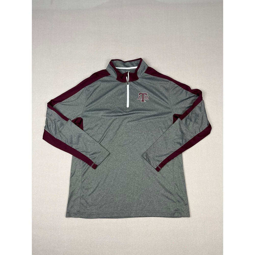 Texas A&M University Aggies Pullover Mens XL Gray 1/4 Zip 12th Man Colosseum